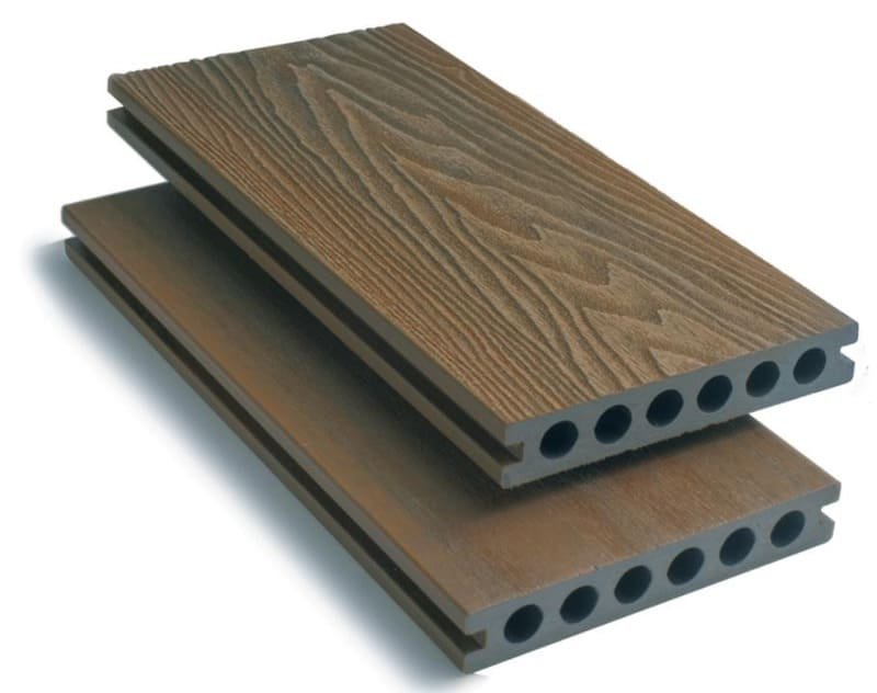 a modern factory producing composite decking boards