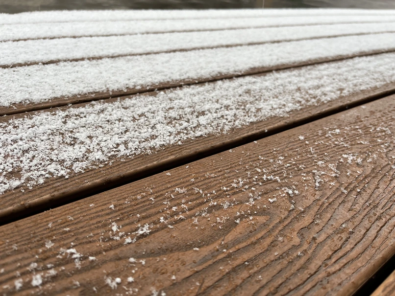 Snow on composite decking